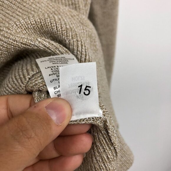 Nordstrom Beige Knitted Crew Neck  Long Sleeve Recycled thread Sweater size L - Picture 9 of 14